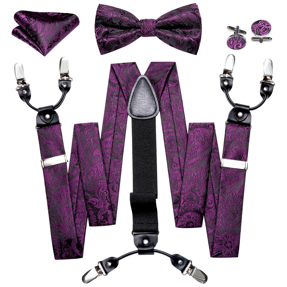 Bow Tie Pre Tied - Suspensórios para Calças Masculinas com Jacquard