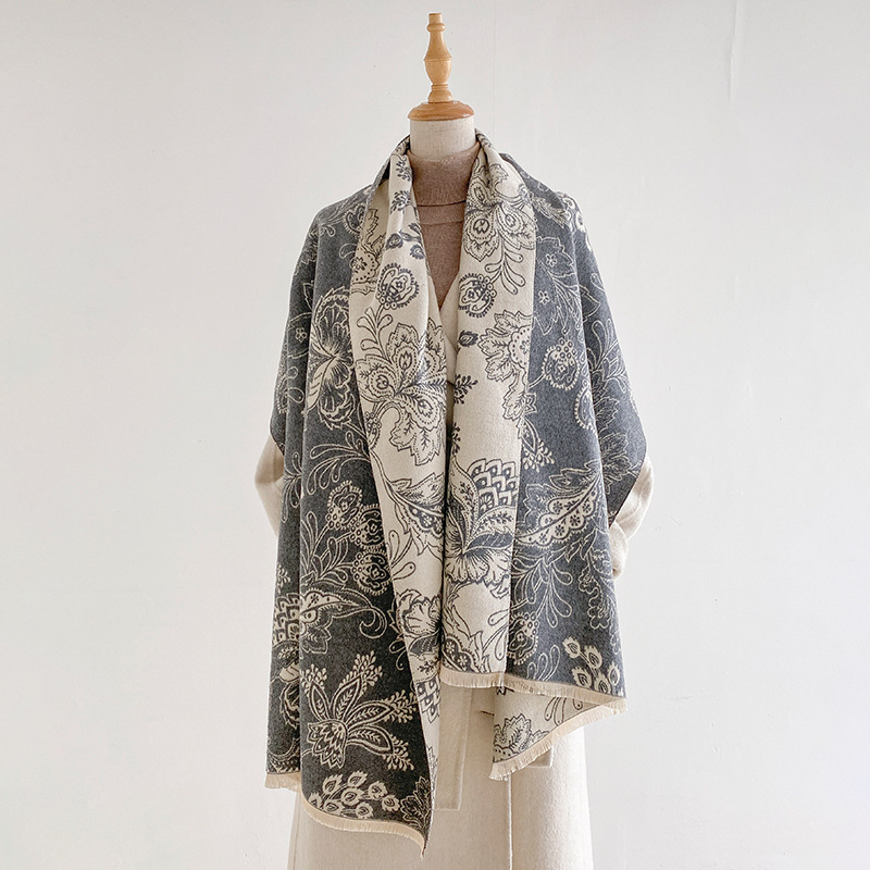 Pashmina Wrap Large - Cachecol Feminino Paisley Floral Dupla Face